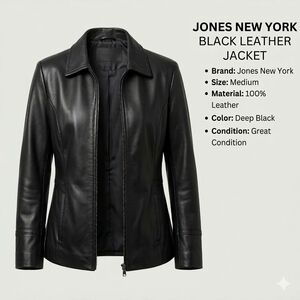 Jones New York Black Leather Jacket